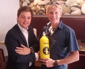 Ben Southall being presented with an Alpina Extre Diver