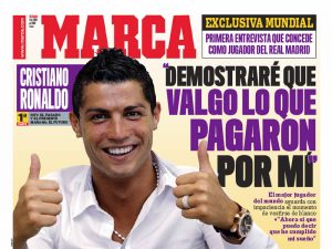 Cristiano Ronaldo (Portuguese soccer superstar) was on the cover of MARCA (the Spanish sport newspaper) this weekend wearing a CORUM Admiral’s Cup Competition 48 mm.