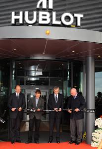 The Hublot manufacture inauguration: Philippe Pascal, Daniel Rosselat, Bernard Arnault and Jean-Claude Biver