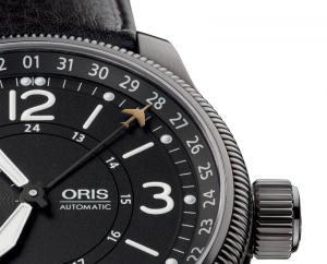 The date on the famous Oris pointer calendar movement is indicated by a tiny Hunter jet.