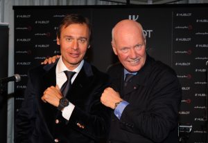 Hublot's CEO Jean-Claude Biver, side by side with Ernesto Bertarelli, the president of Alinghi