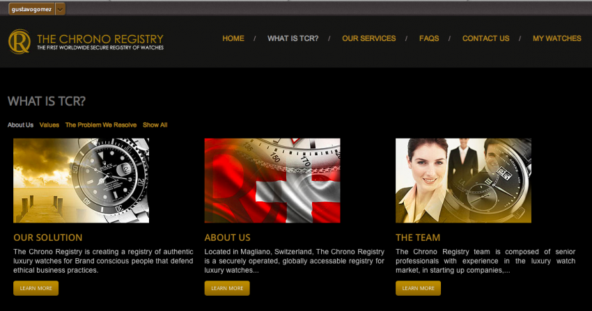 Screenshot of The Chrono Registry  website
