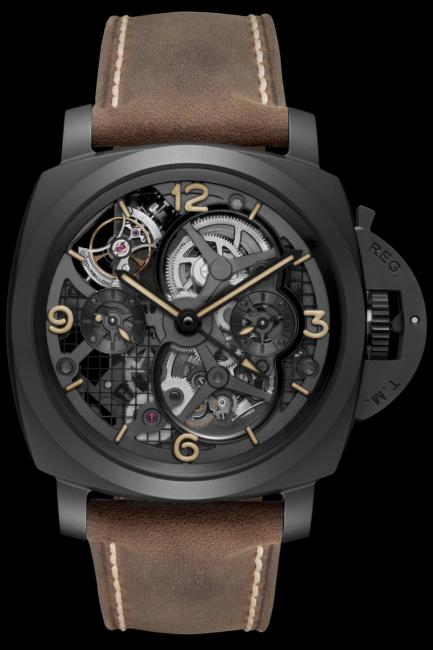 The front of the Lo Scienziato – Luminor 1950 Tourbillon GMT Ceramica