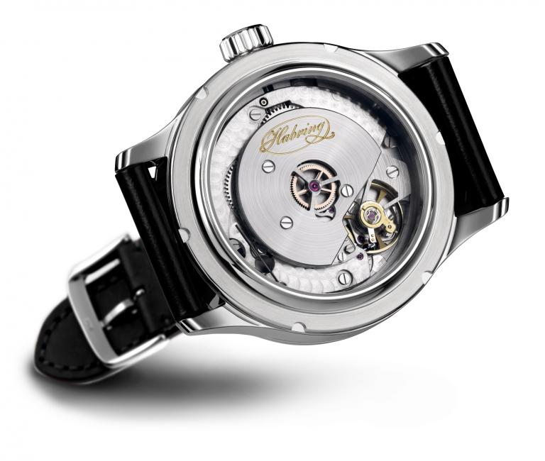 Habring2 Jumping Second Pilot: the movement seen trough the sapphire crystal case back.  