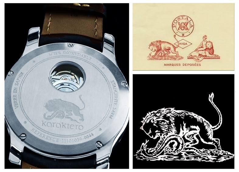 The lion and snake on the back of the Karaktero watches