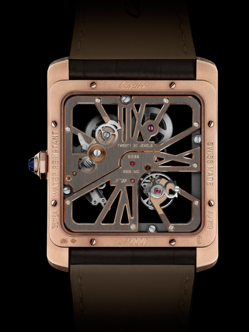 The back of the Cartier Tank MC Two-tone Skeleton