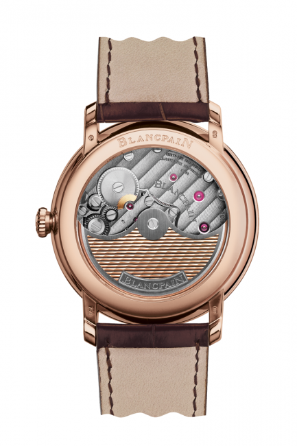 The back of the new Blancpain Villeret, reveals a beautifully decorated in-house Calibre 1335