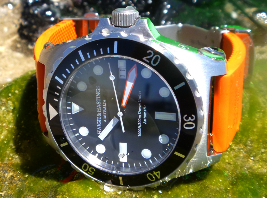 The 1000 ft / 300 m water resistant Haigh & Hastings M2 Diver Automatic 