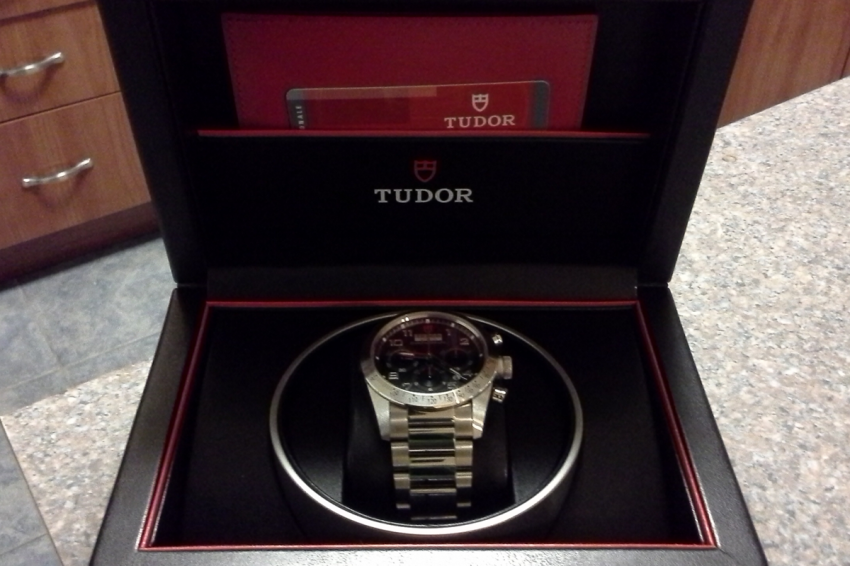 Tudor Fastrider Chronograph in its box.