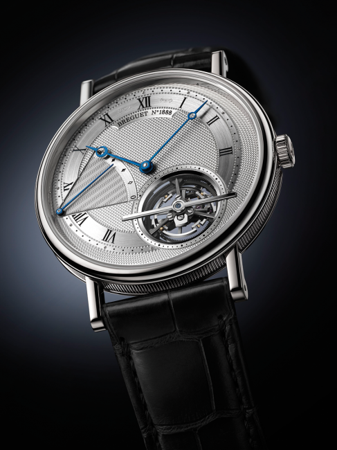 The platinum case of the Breguet Classique Tourbillon extra-thin automatic 5377 is only 7 mm thick.