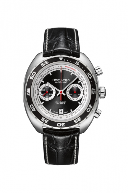No Clue actor David Cubitt has a Hamilton Pan Europ automatic chronograph in his wrist
