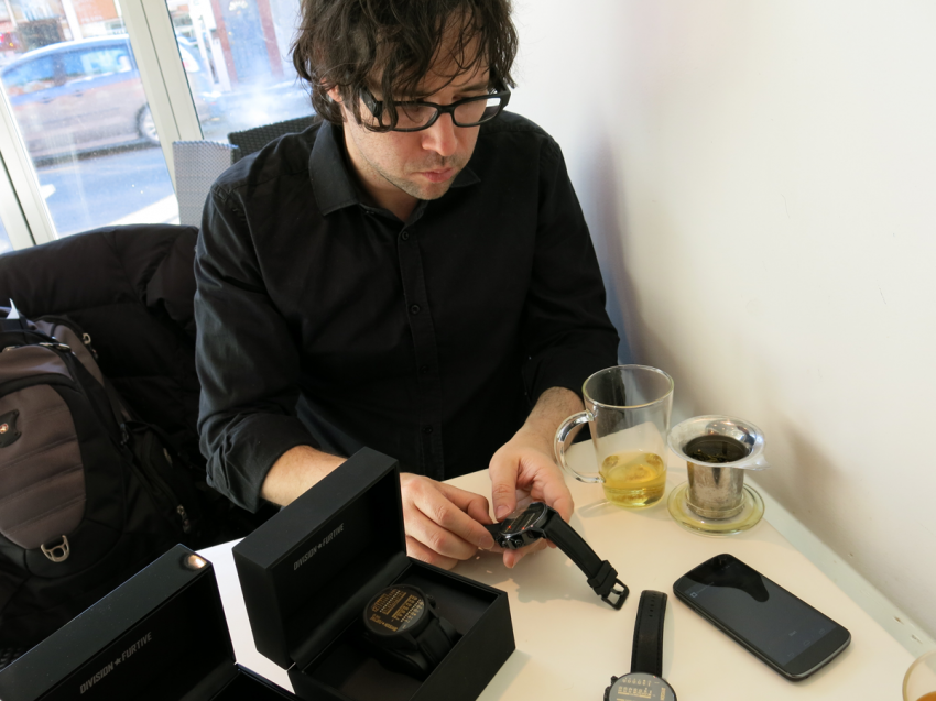 Gabriel Ménard preparing to demonstrate how to set the time on a Division Furtive Type 40.