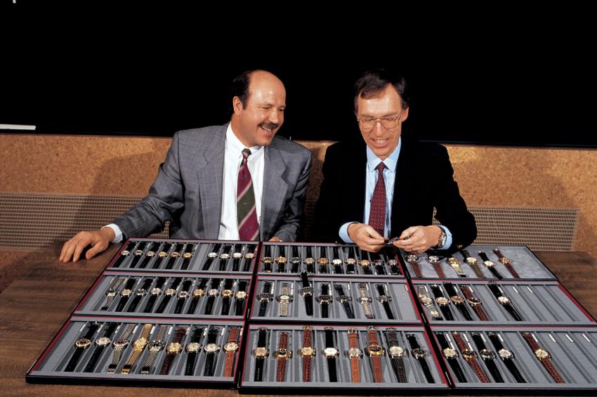 Ulrich W. Herzog (left) and Dr Rolf Portmann, shortly after they staged a management buy-out in 1982. Oris has been an independent company ever since.