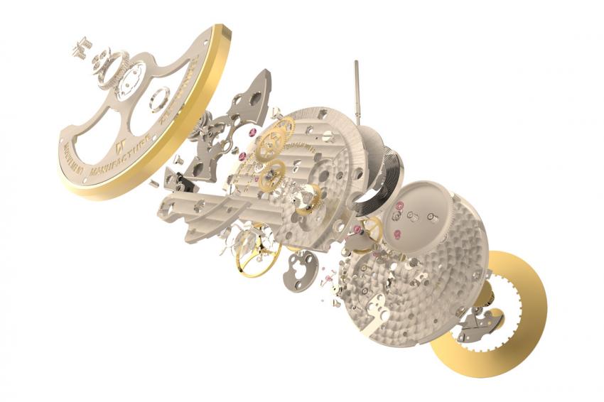 The Zeitwinkel ZW102 exploded view.