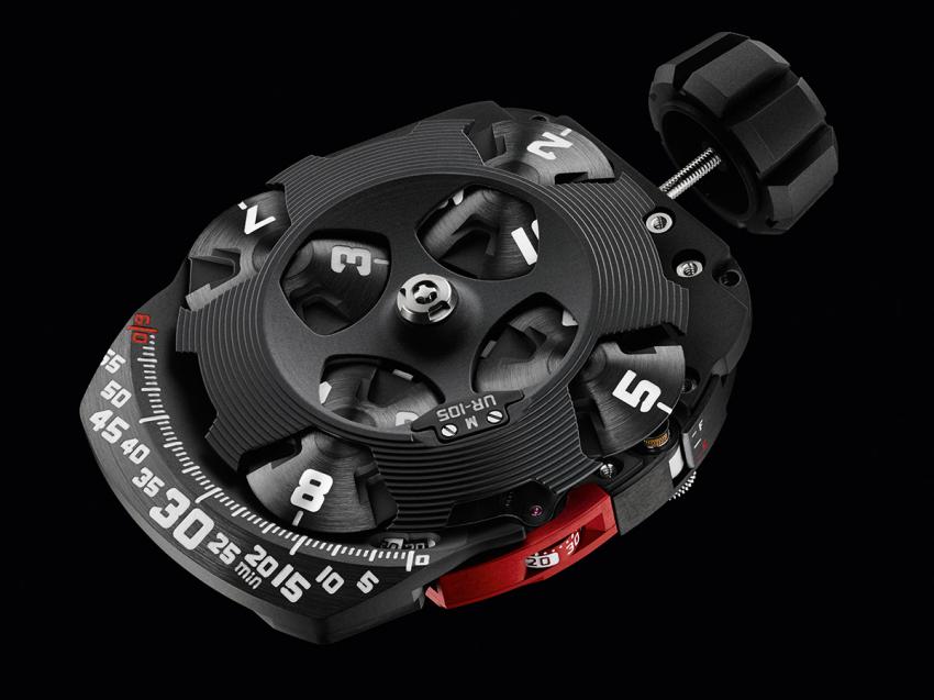 The UR-105M is powered by UR 5.01 manual-winding mechanical movement with 42 hours of power reserve.