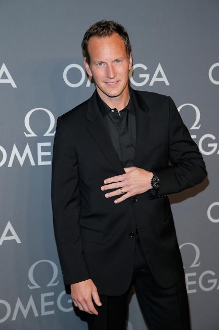 Actor, Patrick Wilson wearing a Speedmaster Dark Side of the Moon timepiece 