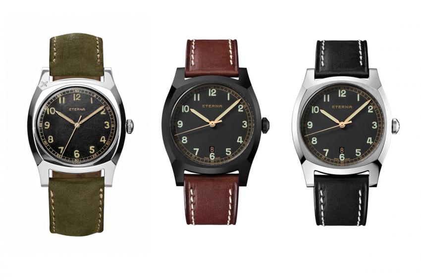 The first watch is the original model from 1939, the Majetek, followed by the two 2014 reissues. 