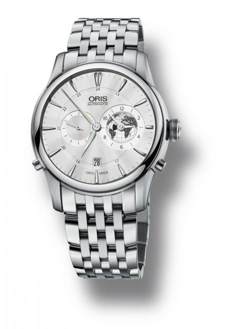 Oris Greenwich Mean Time Limited Edition with metal bracelet.