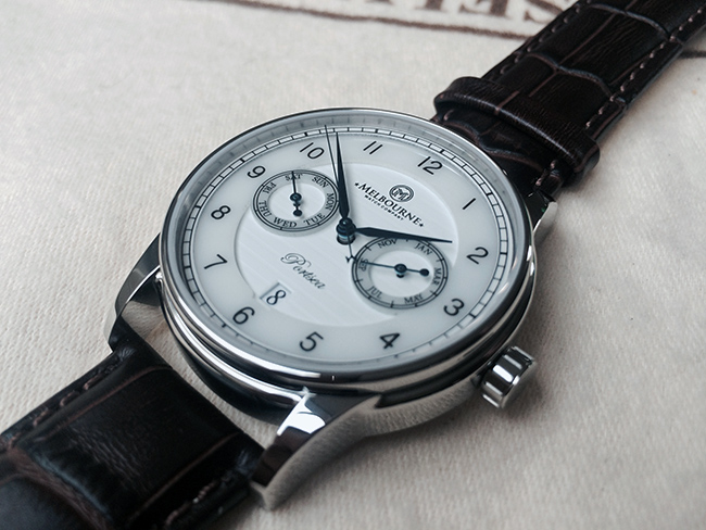 The white dial version of the Portsea. When the watch will be in production MWC will offer a blue dial version too.