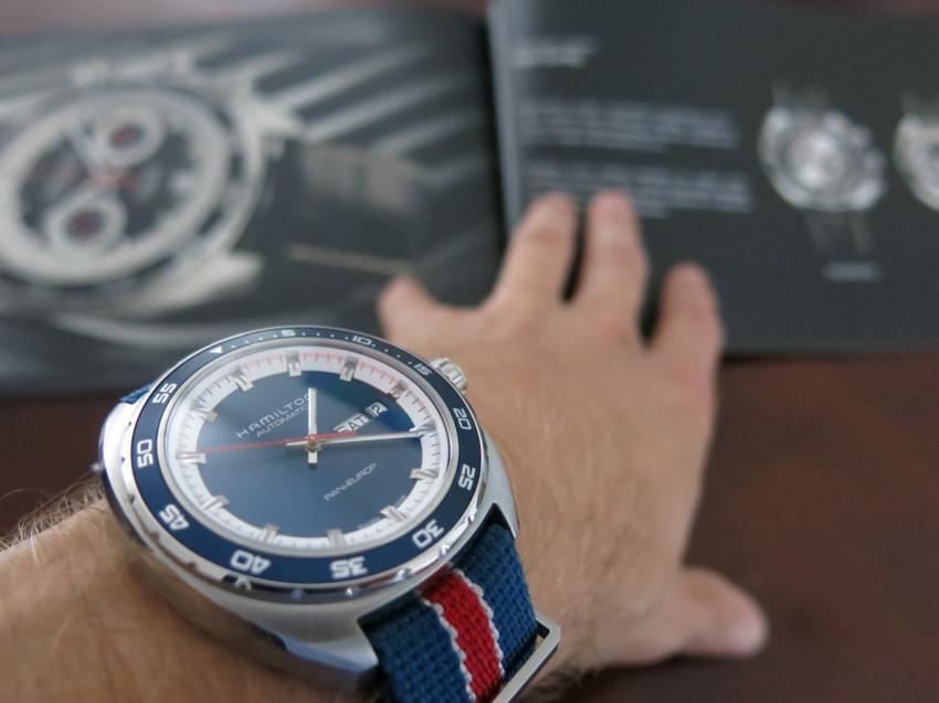 The Pan Europ Auto with a booklet of the chronograph version in the background.