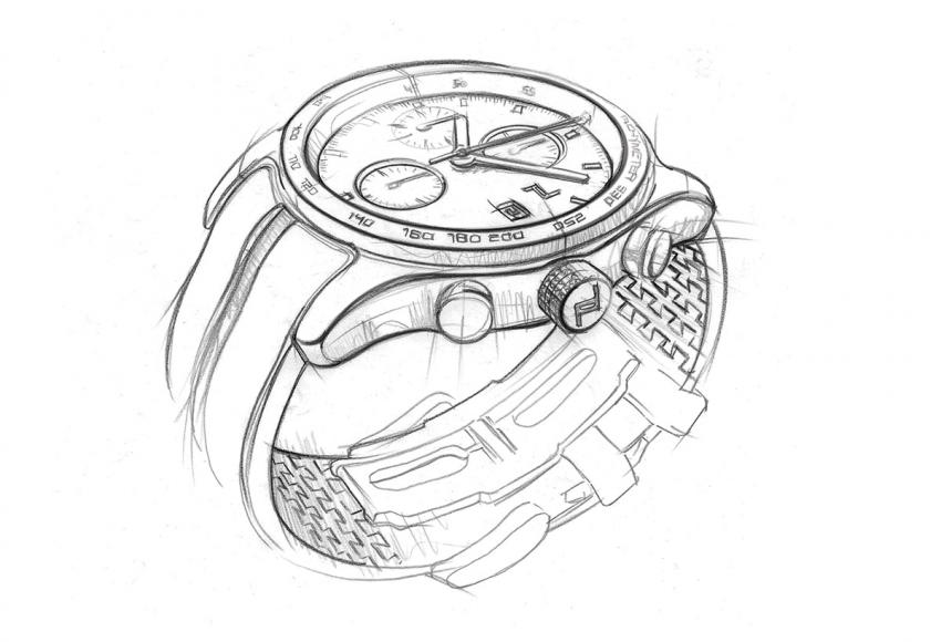Sketch of the upcoming Porsche Design Timepiece No. 1