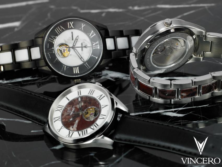 Vincero stands out with the use of Italian marble for the dial.