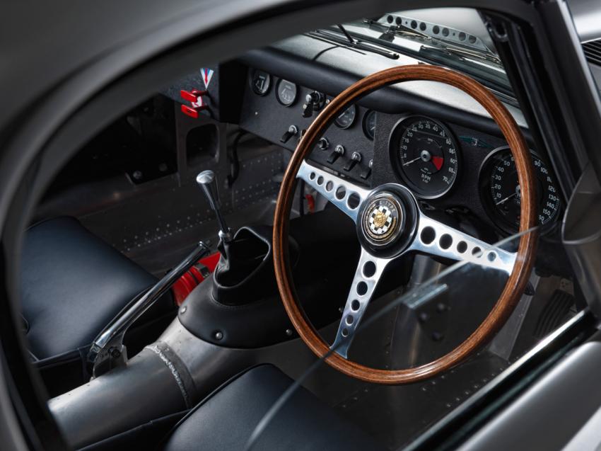 The interior of the Jaguar Lightweight E-Type