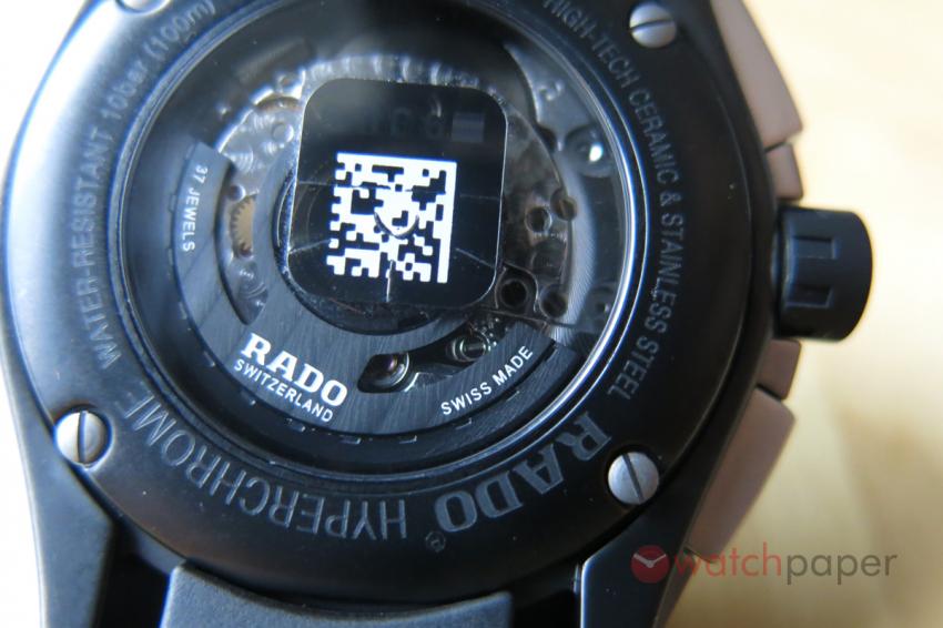 The black rotor is shaped like the anchor from the Rado logo.