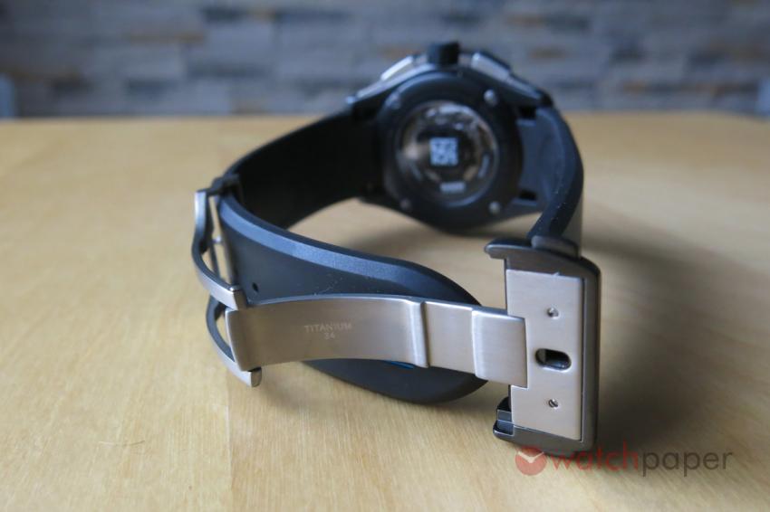 Titanium folding clasp with black DLC coated stainless steel cover and openers.  