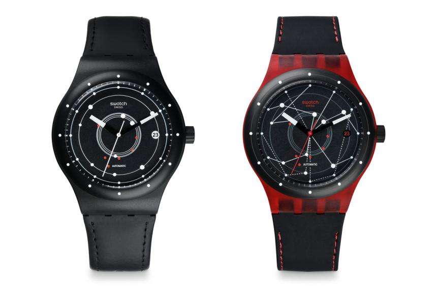 The black and the red editions of the Swatch Sistem51