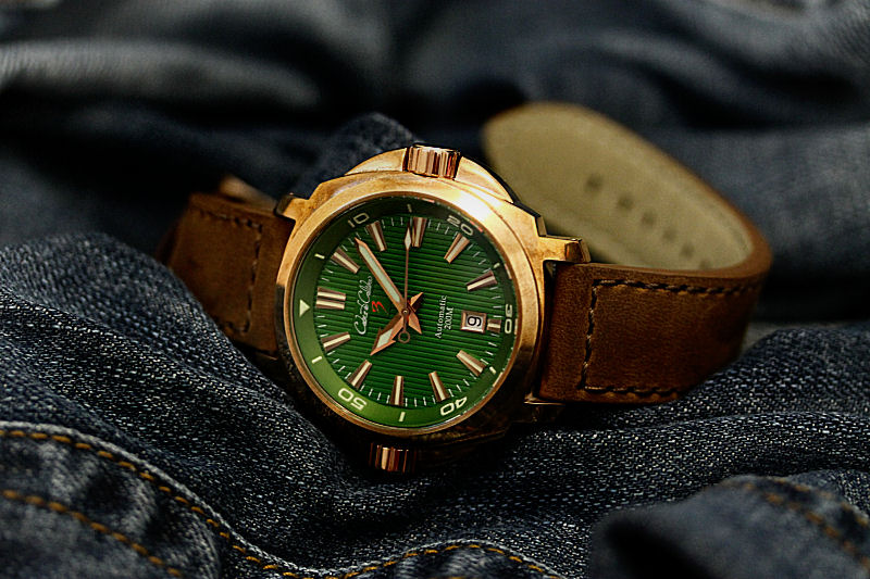 Cobra 3 with green dial and bezel.
