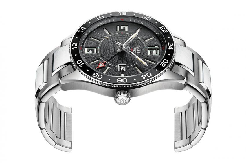 The side-view of the Ball Engineer Master II Pilot GMT, reveals the  depth of the layered dial.