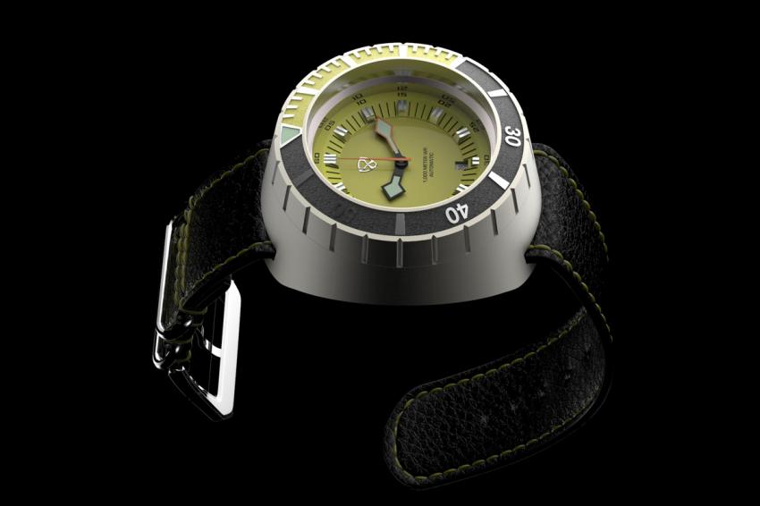 Stuckx's upcoming model, the Rock, is a bold diver offered in several colour combinations. Here is the yellow and black version.