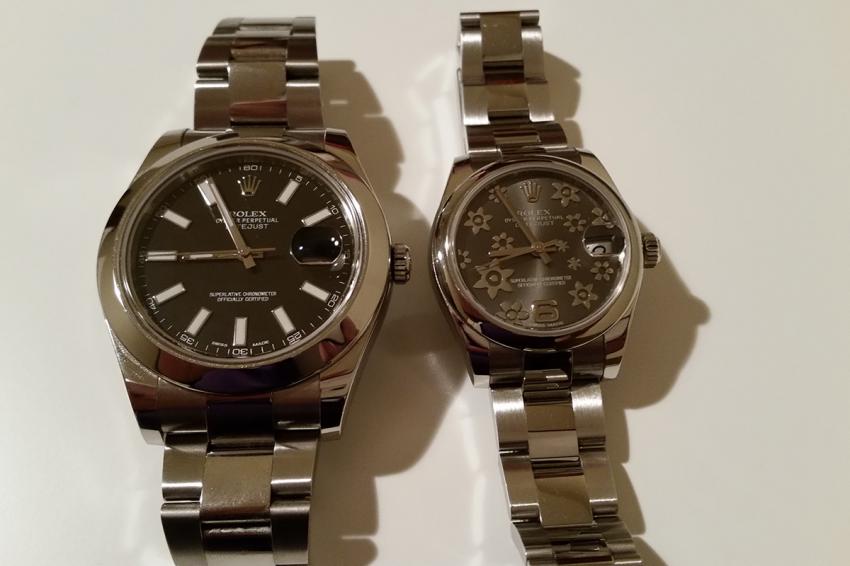 The Datejust II and Lady Datejust side by side.