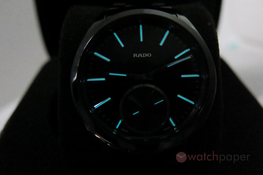 Rado HyperChrome Touch Dual Timer in the dark.