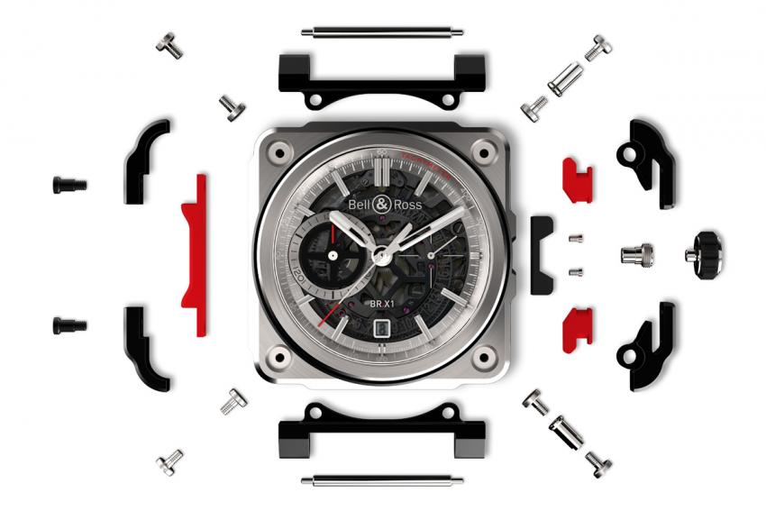 Exploded view of the Bell & Ross BR-X1 case