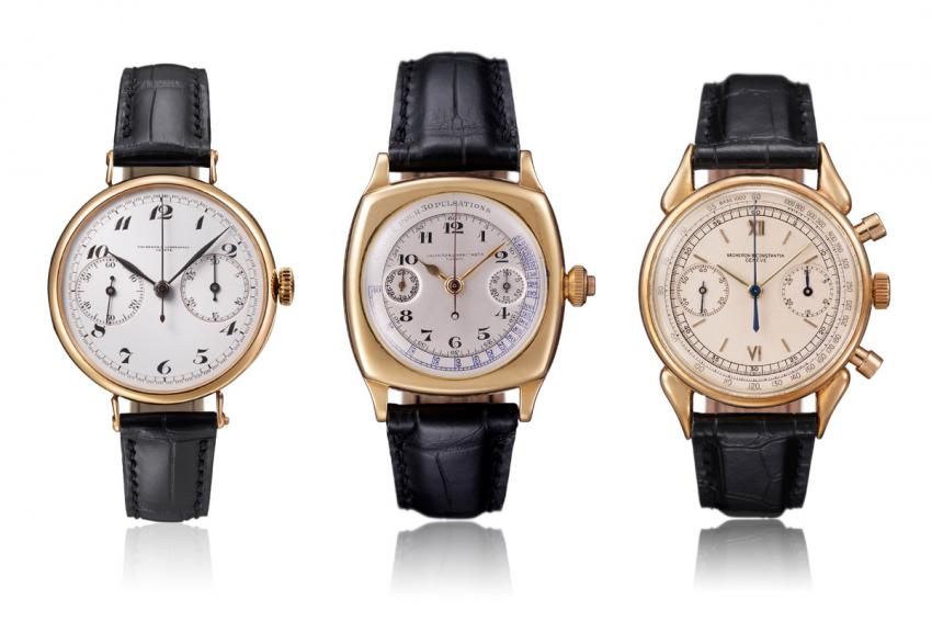 Three Vacheron Constantin chronograph wristwatches. 