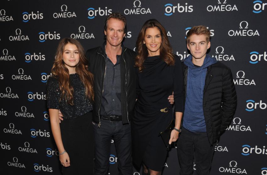 Cindy Crawford and her family at the screening The Hospital in the Sky, a documentary about Orbis International's Flying Eye Hospital.