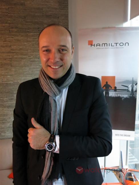 Sylvain Dolla sporting a black Hamilton Pan Europ Auto