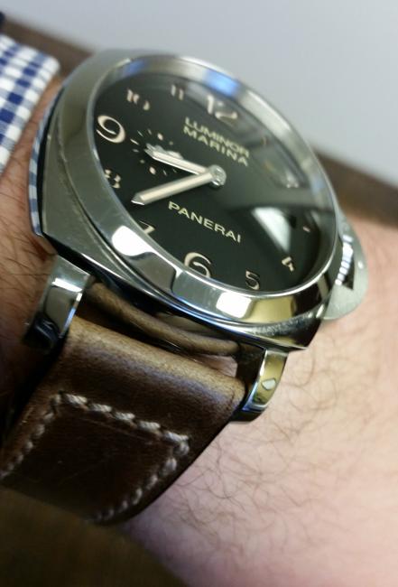 Panerai Luminor Marina 1950 3 Days Automatic Acciaio PAM00359 on a Greg Stevens Design strap.