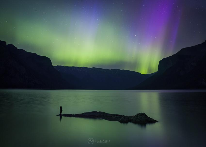 Self-portrait at Lake Minnewanka, Banff National Park