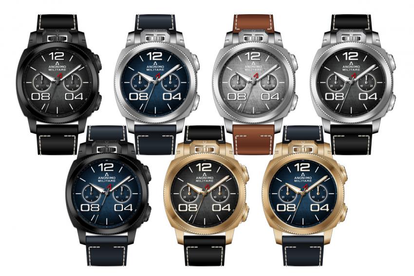 The entire lineup of the new Anonimo Militare Classic Chrono