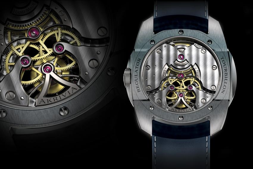 The back of the AkriviA Tourbillon Regulator