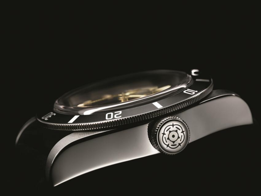 A side view of the Tudor Heritage Black Bay One 