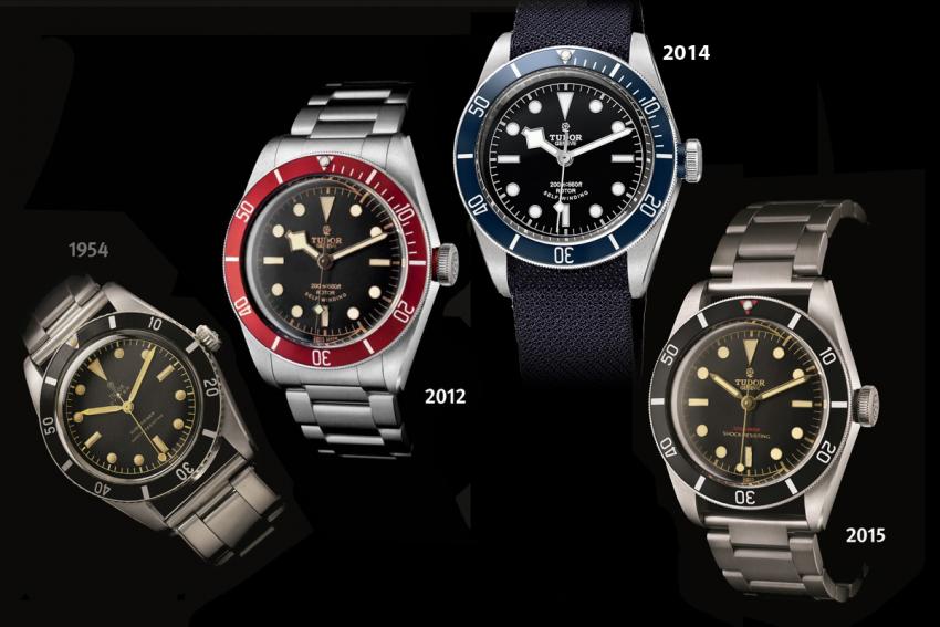 Tudor reference 7923 from the mid-50s and the Heritage Black Bay models that followed it.