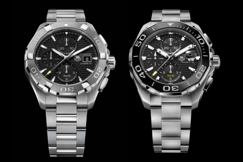 Two versions of the TAG Heuer Aquaracer 300M (43 mm) Calibre 16 chronograph.