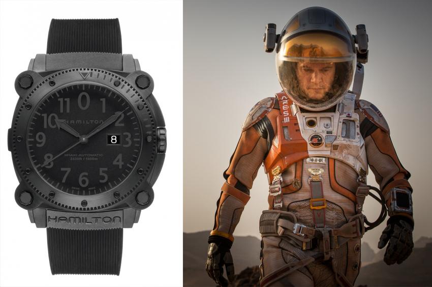 Several Hamilton watches will be featured in the upcoming science fiction movie, The Martian. The main character, played by Matt Damon, wears a Khaki Navy Belowzero 1000m auto.