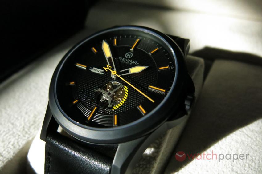 The sun will reveal the sophisticated decoration of the black dial.