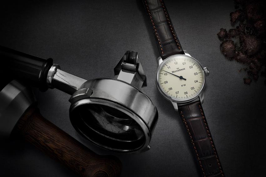 MeisterSinger No.1 on a croco print strap. Photo by MeisterSinger