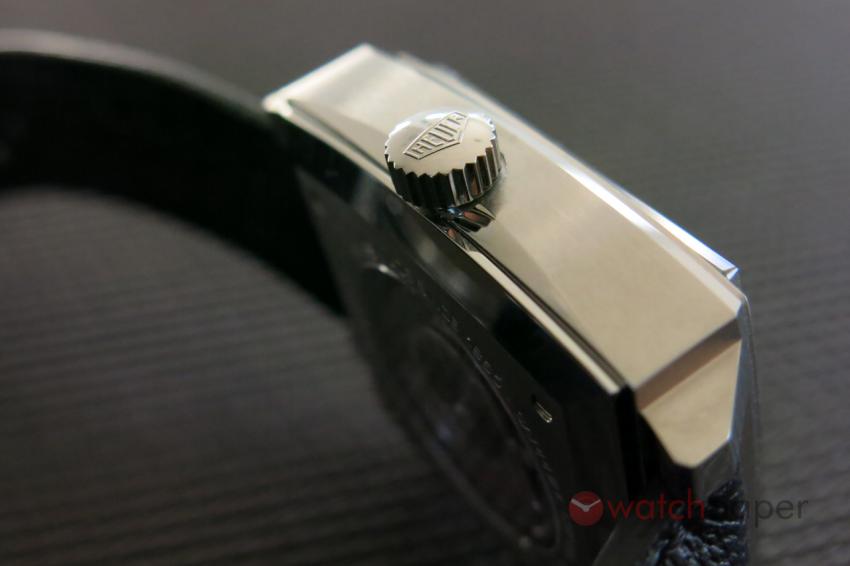 A profile view of the TAG Heuer Monaco Calibre 11 CAW211P